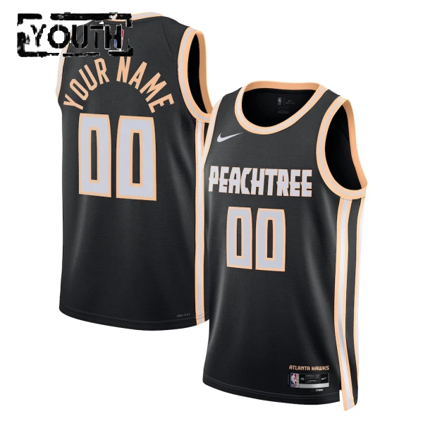 Maillot Enfant Atlanta Hawks Personnalisé City Edition 2025-26 Noir Swingman Maillot Enfant Atlanta Hawks Personnalisé City Edition 2025-26 Noir Swingman