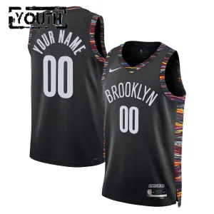 Maillot Enfant Brooklyn Nets Personnalisé City Edition 2025-26 Noir Swingman