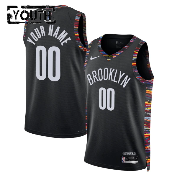 Maillot Enfant Brooklyn Nets Personnalisé City Edition 2025-26 Noir Swingman