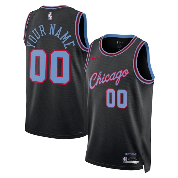 Maillot Homme Chicago Bulls Personnalisé City Edition 2025-26 Noir Swingman Maillot Homme Chicago Bulls Personnalisé City Edition 2025-26 Noir Swingman