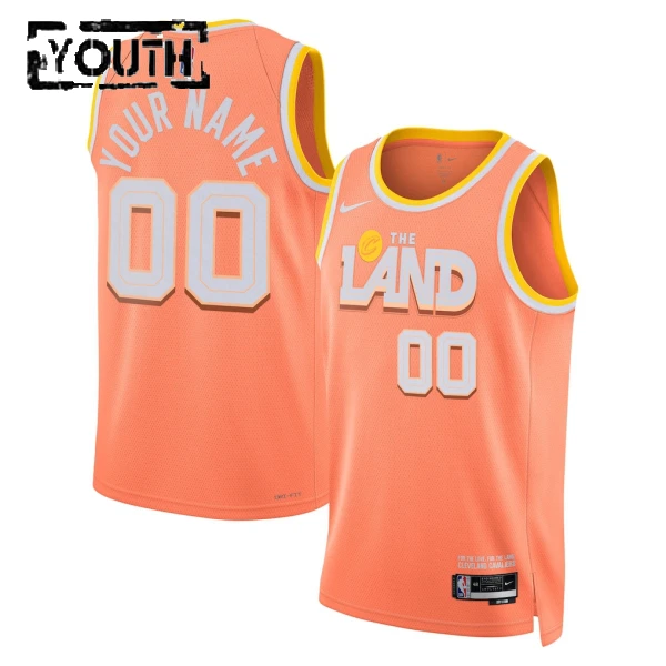 Maillot Enfant Cleveland Cavaliers Personnalisé City Edition 2025-26 Orange Swingman
