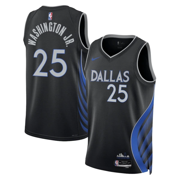 Maillot Homme Dallas Mavericks Washington JR City Edition 2025-26 Noir Swingman Maillot Homme Dallas Mavericks Washington JR City Edition 2025-26 Noir Swingman