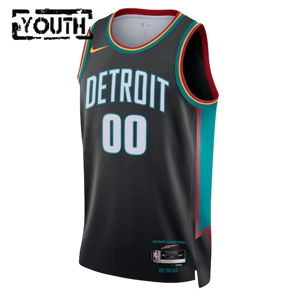 Maillot Enfant Detroit Pistons Personnalisé City Edition 2025-26 Noir Swingman