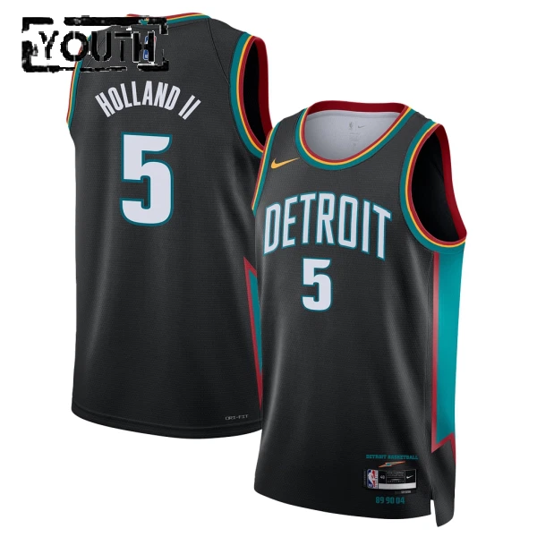 Maillot Enfant Detroit Pistons Ron Holland II City Edition 2025-26 Noir Swingman