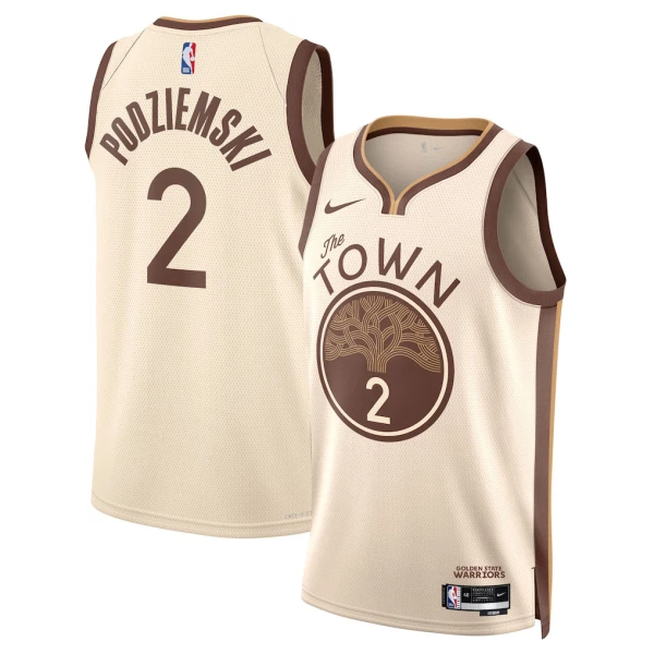 Maillot Homme Golden State Warriors Brandin Podziemski City Edition 2025-26 Blanc Swingman