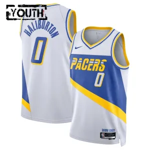 Maillot Enfant Indiana Pacers Tyrese Haliburton City Edition 2025-26 Blanc Swingman
