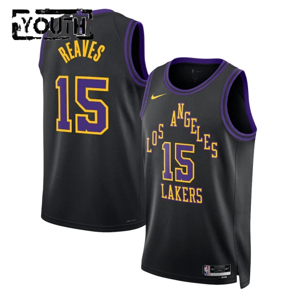 Maillot Enfant Los Angeles Lakers Austin Reaves City Edition 2025-26 Noir Swingman