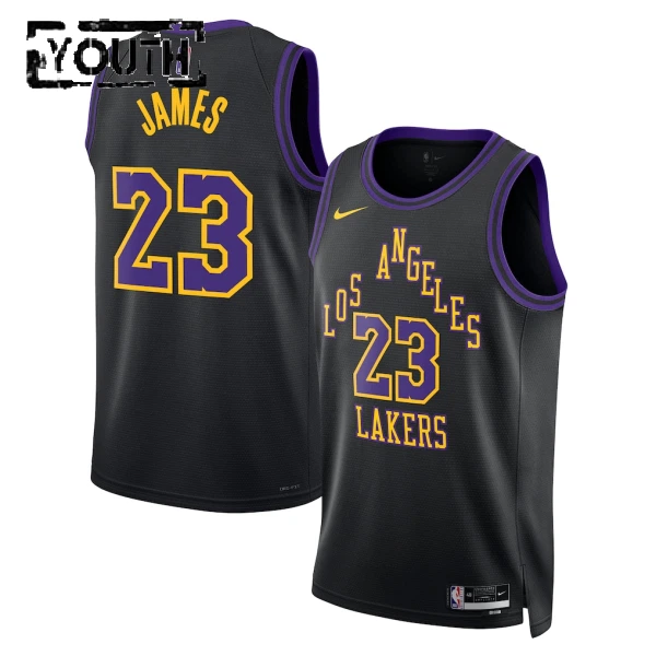 Maillot Enfant Los Angeles Lakers Lebron James City Edition 2025-26 Noir Swingman