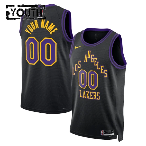 Maillot Enfant Los Angeles Lakers Personnalisé City Edition 2025-26 Noir Swingman