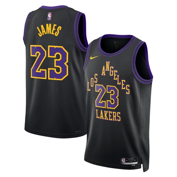 Maillot Homme Los Angeles Lakers Lebron James City Edition 2025-26 Noir Swingman