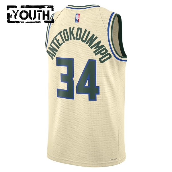 Maillot Enfant Milwaukee Bucks Giannis Antetokounmpo City Edition 2025-26 Blanc Swingman
