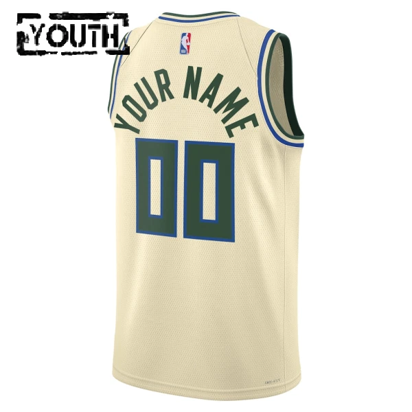 Maillot Enfant Milwaukee Bucks Personnalisé City Edition 2025-26 Blanc Swingman