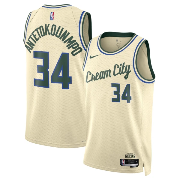 Maillot Homme Milwaukee Bucks Giannis Antetokounmpo City Edition 2025-26 Blanc Swingman