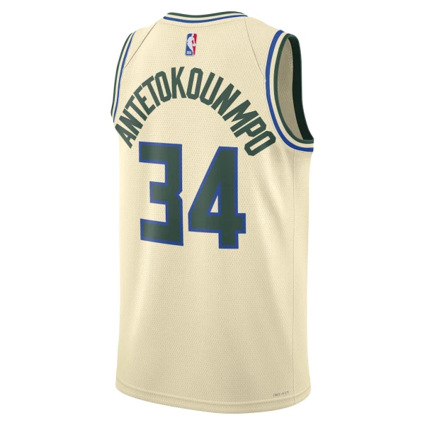 Maillot Homme Milwaukee Bucks Giannis Antetokounmpo City Edition 2025-26 Blanc Swingman