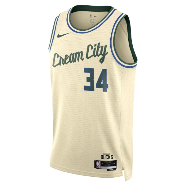 Maillot Homme Milwaukee Bucks Giannis Antetokounmpo City Edition 2025-26 Blanc Swingman