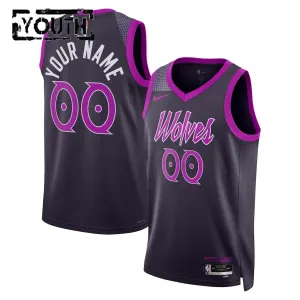 Maillot Enfant Minnesota Timberwolves Personnalisé City Edition 2025-26 Noir Swingman