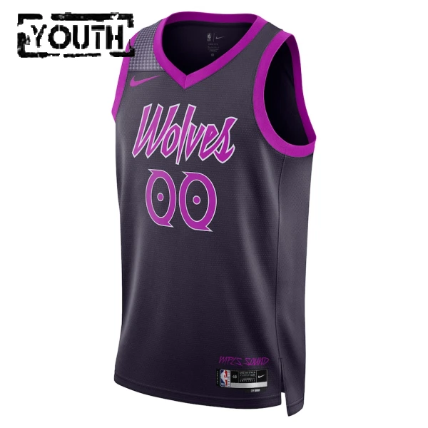 Maillot Enfant Minnesota Timberwolves Personnalisé City Edition 2025-26 Noir Swingman