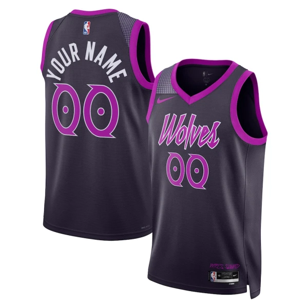 Maillot Homme Minnesota Timberwolves Personnalisé City Edition 2025-26 Noir Swingman