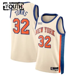 Maillot Enfant New York Knicks Karl Anthony Towns City Edition 2025-26 Blanc Swingman