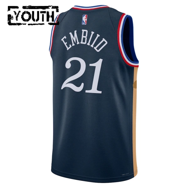 Maillot Enfant Philadelphia 76ers Joel Embiid City Edition 2025-26 Navy Swingman
