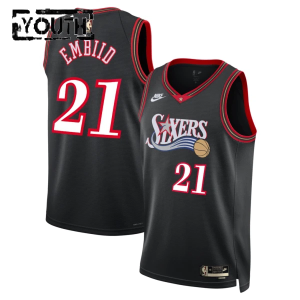 Maillot Enfant Philadelphia 76ers Joel Embiid Classic Edition 2025-26 Noir Swingman