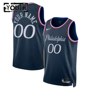 Maillot Enfant Philadelphia 76ers Personnalisé City Edition 2025-26 Navy Swingman