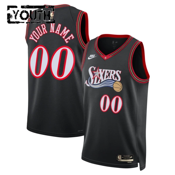 Maillot Enfant Philadelphia 76ers Personnalisé Classic Edition 2025-26 Noir Swingman