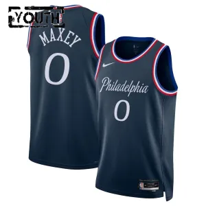 Maillot Enfant Philadelphia 76ers Tyrese Maxey City Edition 2025-26 Navy Swingman