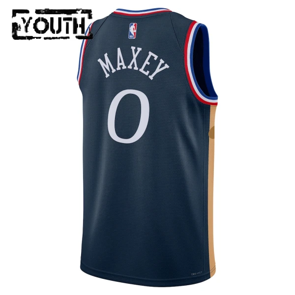 Maillot Enfant Philadelphia 76ers Tyrese Maxey City Edition 2025-26 Navy Swingman