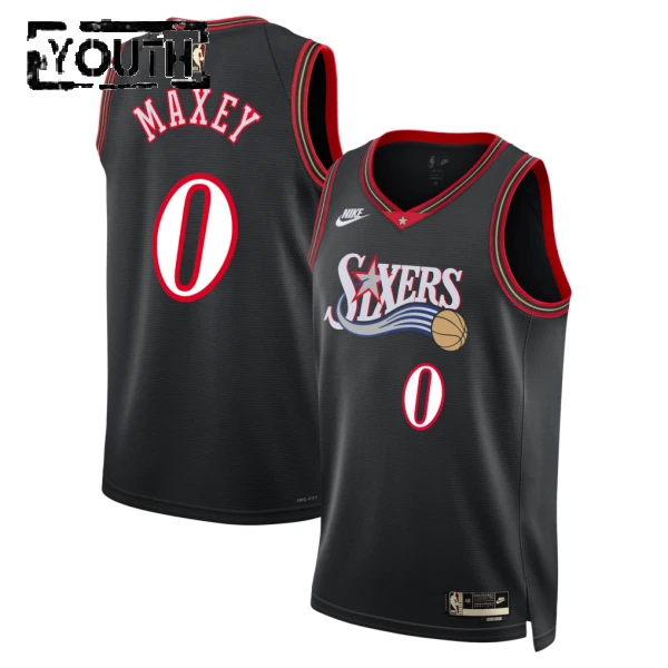 Maillot Enfant Philadelphia 76ers Tyrese Maxey Classic Edition 2025-26 Noir Swingman