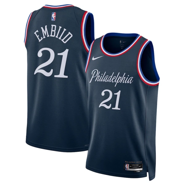 Maillot Homme Philadelphia 76ers Joel Embiid City Edition 2025-26 Navy Swingman