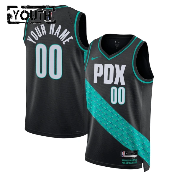 Maillot Enfant Portland Trail Blazers Personnalisé City Edition 2025-26 Noir Swingman