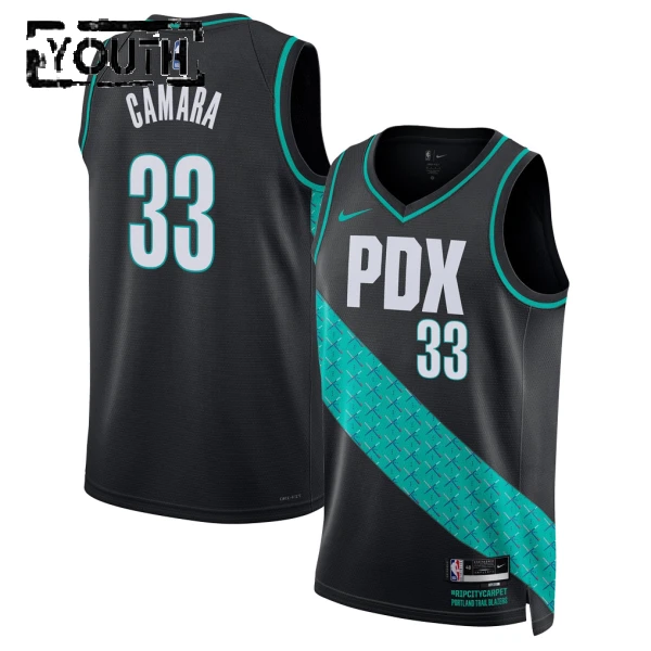 Maillot Enfant Portland Trail Blazers Toumani Camara City Edition 2025-26 Noir Swingman