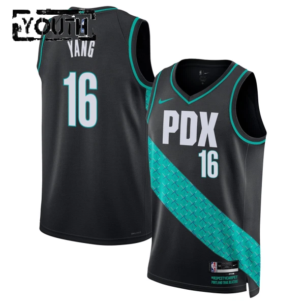 Maillot Enfant Portland Trail Blazers Yang Hansen City Edition 2025-26 Noir Swingman