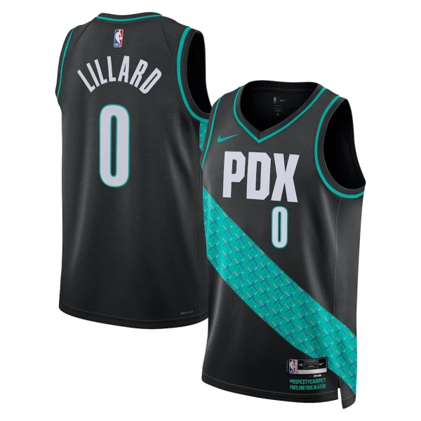 Maillot Homme Portland Trail Blazers Damian Lillard City Edition 2025-26 Noir Swingman