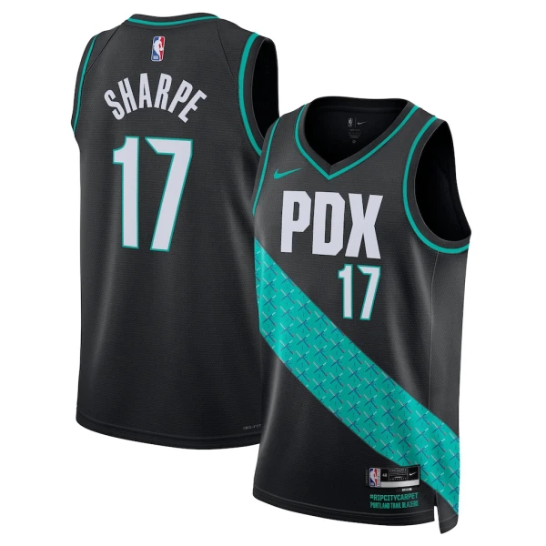 Maillot Homme Portland Trail Blazers Shaedon Sharpe City Edition 2025-26 Noir Swingman