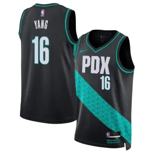 Maillot Homme Portland Trail Blazers Yang Hansen City Edition 2025-26 Noir Swingman