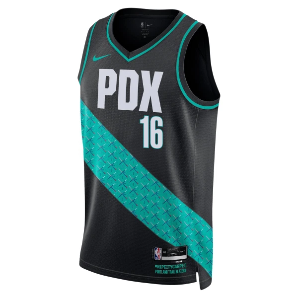 Maillot Homme Portland Trail Blazers Yang Hansen City Edition 2025-26 Noir Swingman