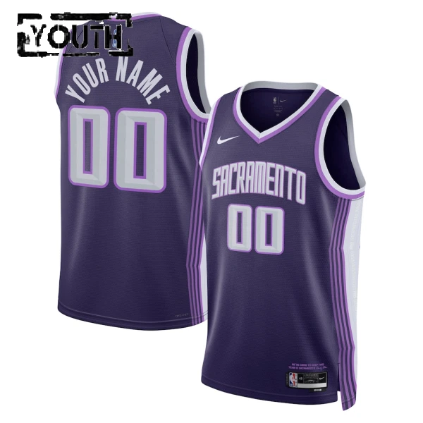 Maillot Enfant Sacramento Kings Personnalisé City Edition 2025-26 Violet Swingman