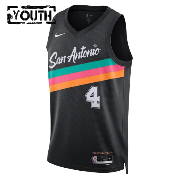 Maillot Enfant San Antonio Spurs De Aaron Fox City Edition 2025-26 Noir Swingman