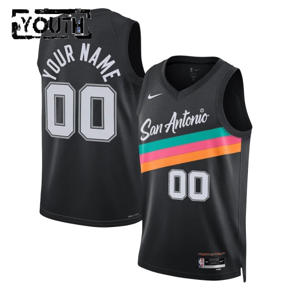Maillot Enfant San Antonio Spurs Personnalisé City Edition 2025-26 Noir Swingman