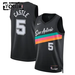 Maillot Enfant San Antonio Spurs Stephon Castle City Edition 2025-26 Noir Swingman
