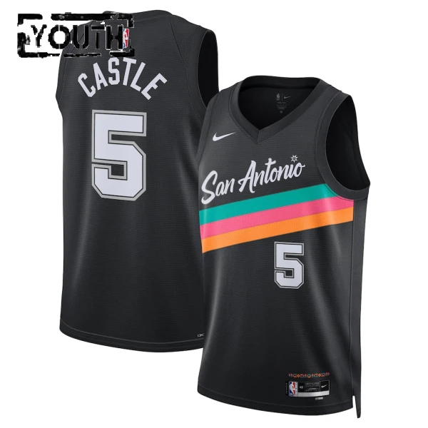 Maillot Enfant San Antonio Spurs Stephon Castle City Edition 2025-26 Noir Swingman
