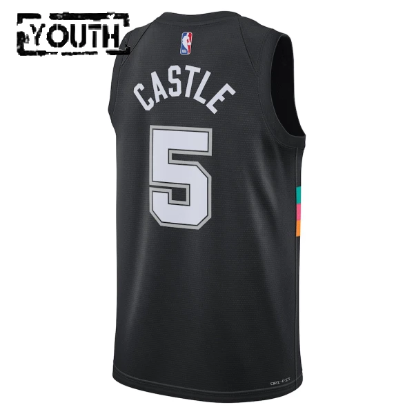 Maillot Enfant San Antonio Spurs Stephon Castle City Edition 2025-26 Noir Swingman