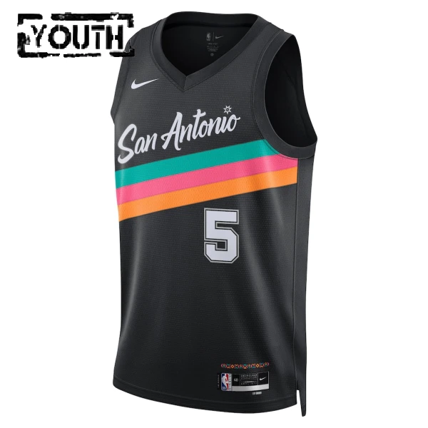 Maillot Enfant San Antonio Spurs Stephon Castle City Edition 2025-26 Noir Swingman