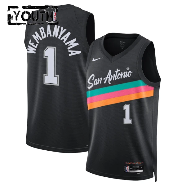 Maillot Enfant San Antonio Spurs Victor Wembanyama City Edition 2025-26 Noir Swingman