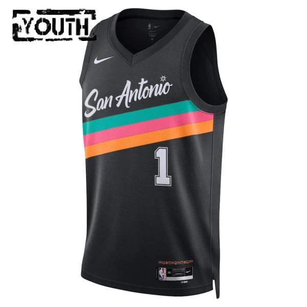 Maillot Enfant San Antonio Spurs Victor Wembanyama City Edition 2025-26 Noir Swingman