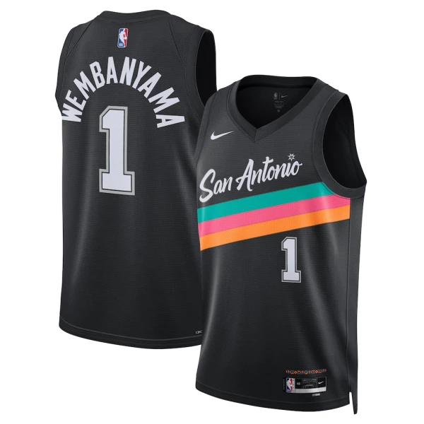 Maillot Homme San Antonio Spurs Victor Wembanyama City Edition 2025-26 Noir Swingman