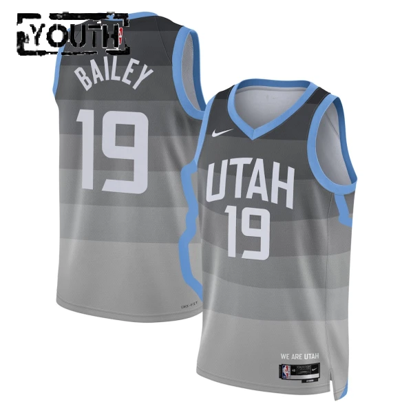 Maillot Enfant Utah Jazz Ace Bailey City Edition 2025-26 Gris Swingman