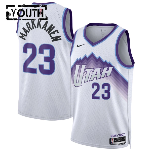 Maillot Enfant Utah Jazz Lauri Markkanen Association Edition 2025-26 Blanc Swingman